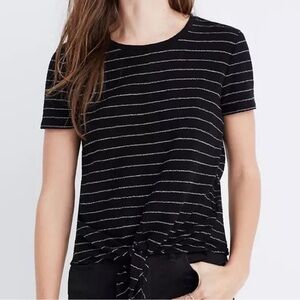 🟢 5/$25 - Madewell | 100% Cotton Modern Tie-Front Top in Stripe | Size XS